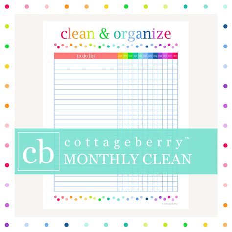 monthly clean checklist cleaning printable housekeeping home