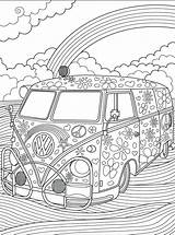 Coloring Pages Hippie Adult Adults Van Vw Volkswagen Cars Colouring Printable Vans Optical Print Sheets Kombi Illusion Book Books Coloriage sketch template