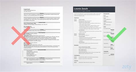 dentist resume template  examples guide