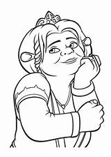 Pages Shrek Coloring Fiona Princess Characters sketch template