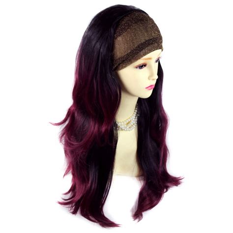 Wiwigs Amazing Black Brown And Burgundy Long 3 4 Fall Wig Hairpiece