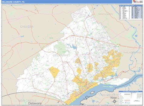 Delaware County Pa Zip Code Wall Map Basic Style By
