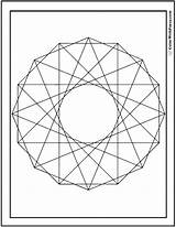 Coloring Spirograph Pages Geometric Rectangles Triangles sketch template