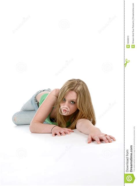 woman crawling on floor toward camera stock image image