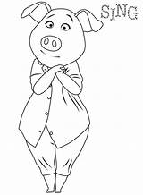 Coloring Sing Pages Movie Popular Pig sketch template