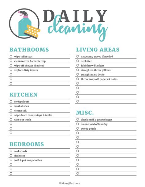 printable house cleaning checklist  printable