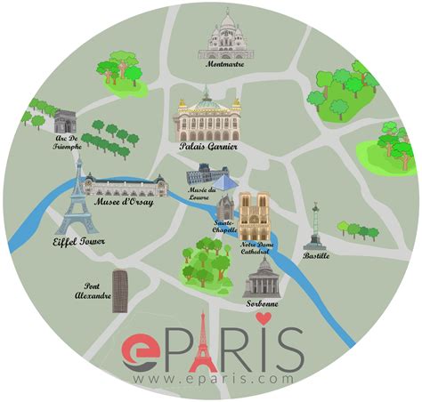 paris map  attractions eparis