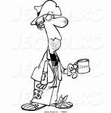 Homeless Cartoon Man Coloring Charity Vector Cup Holding Outlined Ron Leishman Royalty sketch template