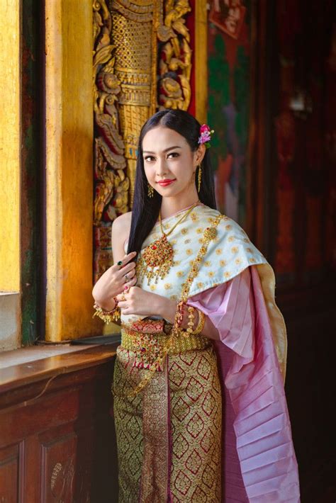 thai girl in traditional thai costume identity culture of