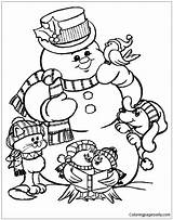 Pages Happy Snowman Coloring Color sketch template
