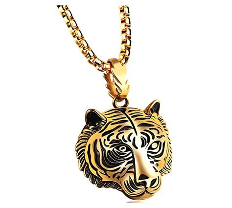 tiger necklace tiger eye pendant animal chain tiger jewelry gift tiger gold diamond shop