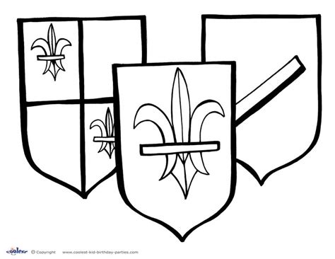 printable medieval shields coloring page