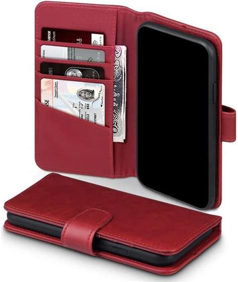 apple iphone  hoesje mobydefend luxe echt leren bookcase rood telefoonhoesje geschikt voor
