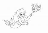 Coloring Ariel Pages Baby Disney Princess Mermaid Flounder sketch template