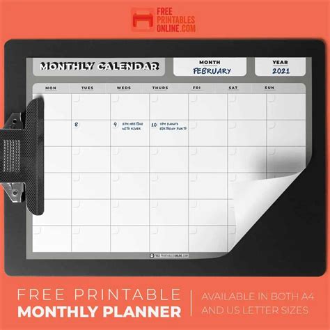 monthly planner printable  printables