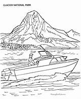 Coloring Boat Pages Boats Park Parks National Glacier Kids Printable Motor Lake Print Sheets Mountain Color Power Speed Go Printables sketch template