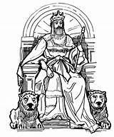King Coloring Drawing Throne Pages David Bible Kids Medieval Crown Jesus Colouring Sheets Printable Becomes Color Print Drawings School Sunday sketch template