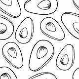 Avocado Aguacate Colorear Print Illustrations Patroon Naadloze Wonder sketch template