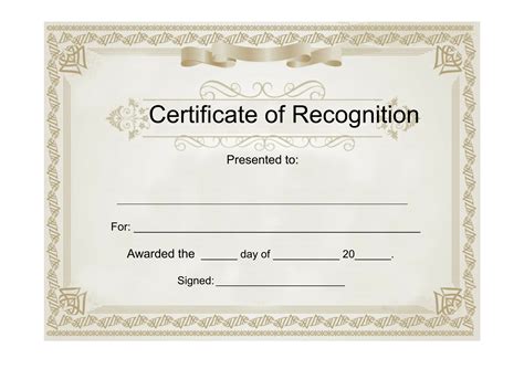 sample certificate  recognition   template
