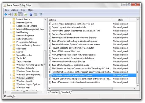 herstel menubalk verbergen error  windows explorer windows  uitzicht stealth settings