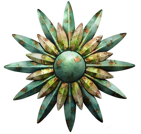 aqua sunburst flower sun metal wall art shop home decor art home