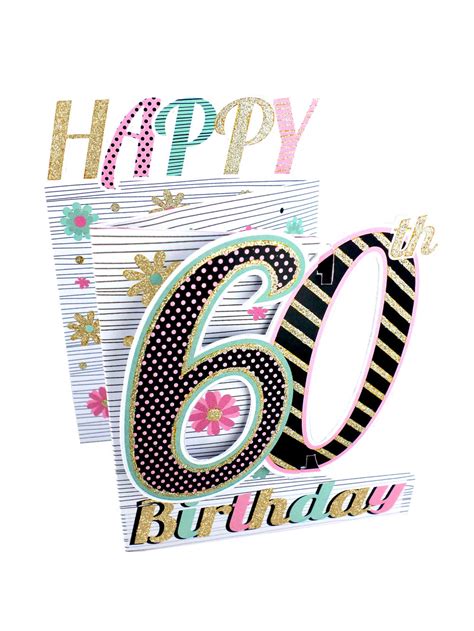 60th Birthday Female 3d Cutting Edge Birthday Card Cards