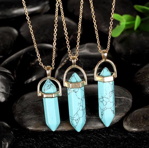 light blue tophus stone necklace bellechic