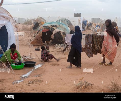 Somalian Refugees Living In Makeshift Shelters At The Dadaab Refugee