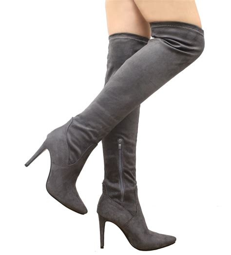 new women s over the knee thigh high stiletto heel faux suede pointed