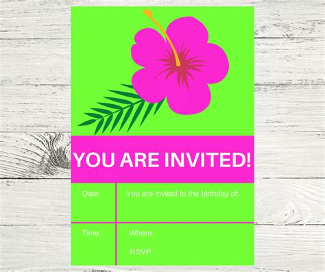 tropical invite  printable tropical themed invitation tropical