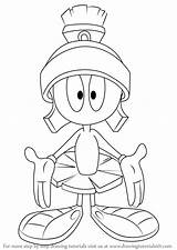 Marvin Martian Looney Tunes Draw Drawingtutorials101 Lessons Drawin sketch template