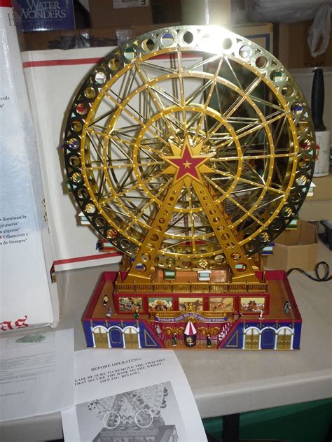 worlds fair grand ferris wheel  christmas gold label lights plays  songs antique price