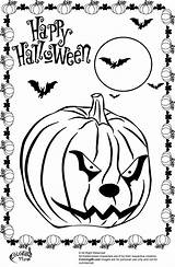 Halloween Coloring Pages Pumpkin Scary Cat Face Happy Fun sketch template