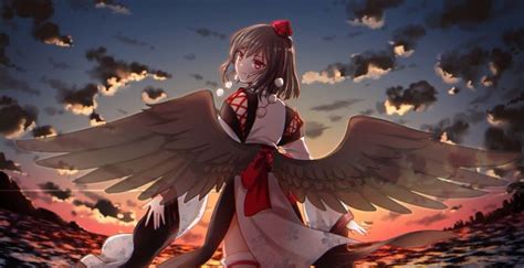 desktop wallpaper aya shameimaru sunset cute wings anime girl hd