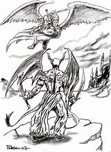 Demon Angel Vs Drawing Tattoo Coloring Pages Deviantart Sketch Getdrawings Template Camera sketch template