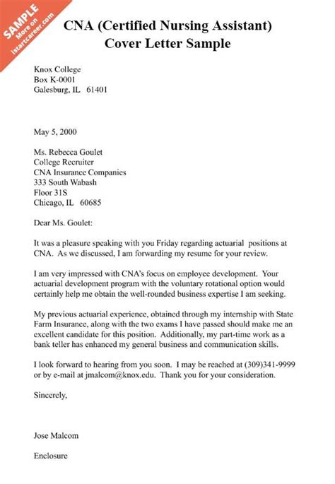 cna job cover letter review  sample letter  send   job