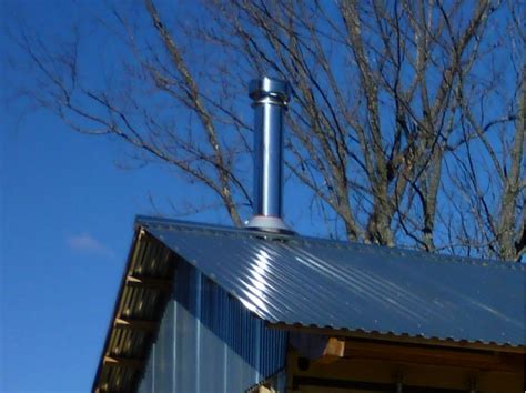 Metal Roof Flashing For Woodstove Chimney Small Cabin