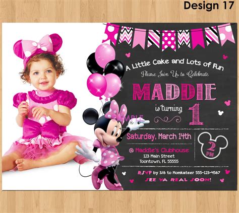 st birthday minnie mouse invitation template invite