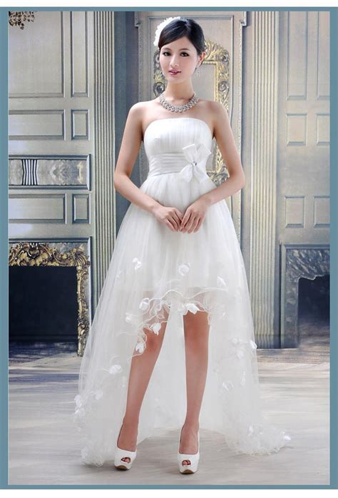 Discount Hi Low Strapless Beach Wedding Dresses With