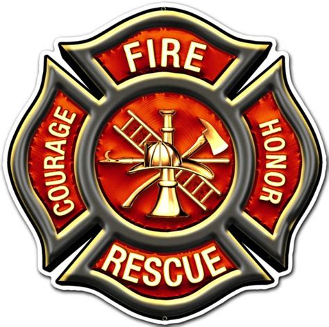 fire rescue emblem metal sign    inches