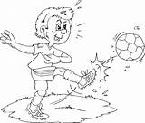 Ball Kicking Coloring Boy Soccer Pages Football Boys Practice Playing William sketch template