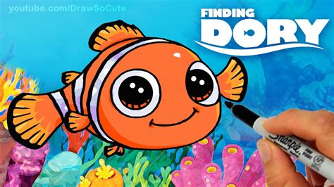 draw nemo step  step cute clown fish finding dory youtube