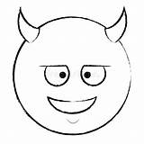 Devil Emoticon sketch template