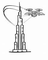 Khalifa Burj Coloring Template Sketch sketch template
