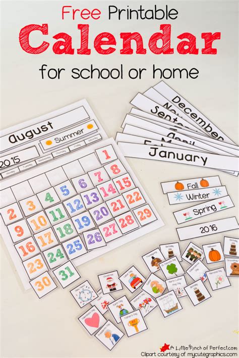 printable interactive preschool calendar