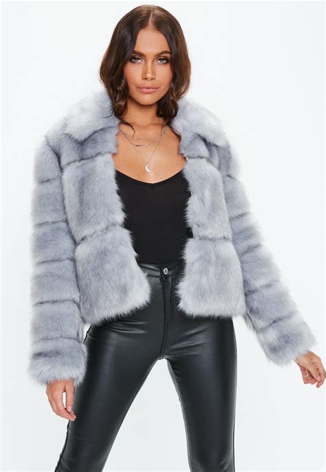 premium blue crop pelted faux fur jacket faux fur cropped jacket fur