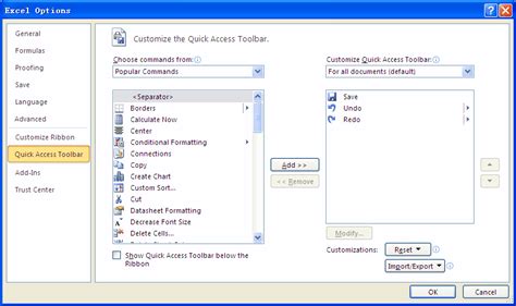 customize  quick access toolbar  excel excel