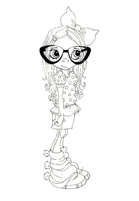 cute girl  glasses coloring pages coloring books digital stamps