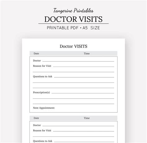 doctor visits doctor visits log    letter  etsy notes