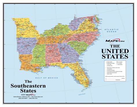 map southeast printable map  se usa   united states map